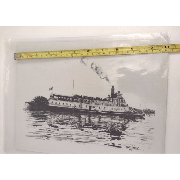 Set Of 5 Vintage Nautical Prints By Mal Davis Featuring Historic Ships & Boats - Picture 13 of 14
